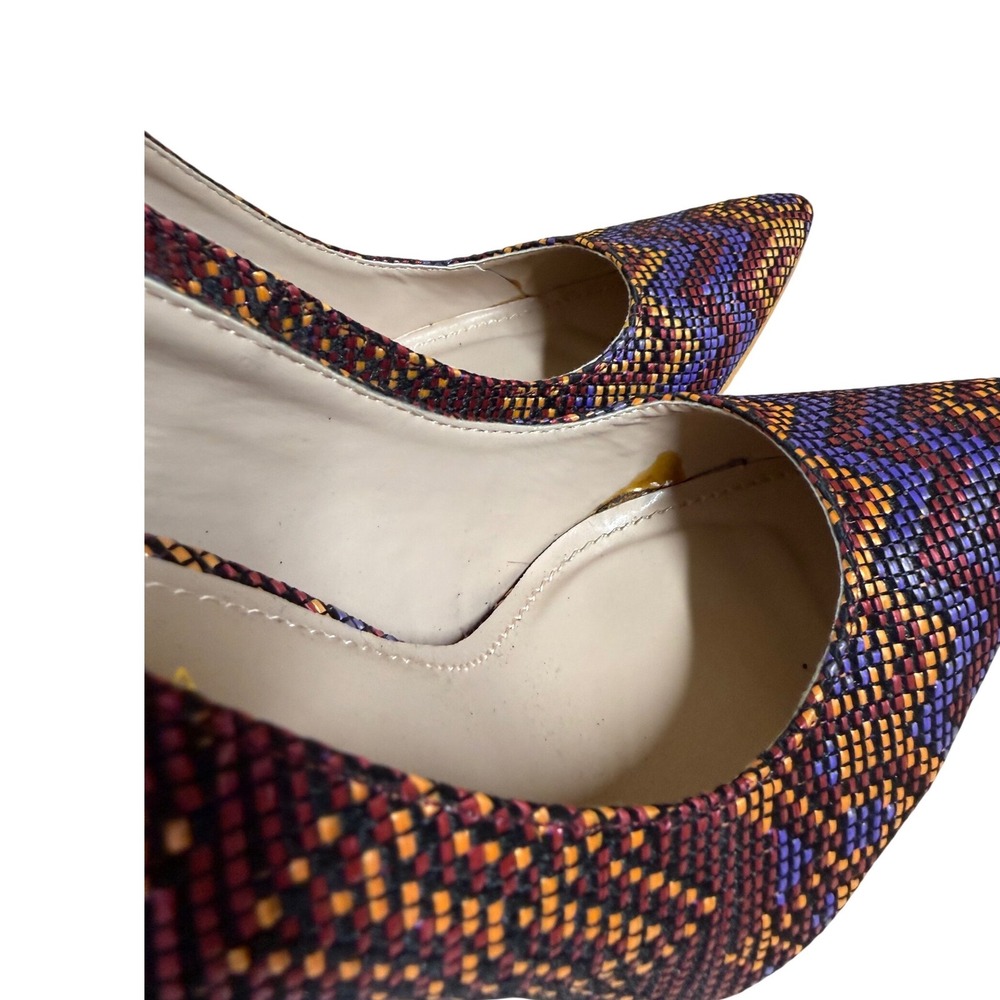 Shoe‎ Republic LA Multi Color Woven Chevron Pointed Toe Stiletto Pumps Size 9 - Picture 4 of 8